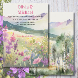 Purple Mountain Wildflowers Wedding Invitation Inbjudningar