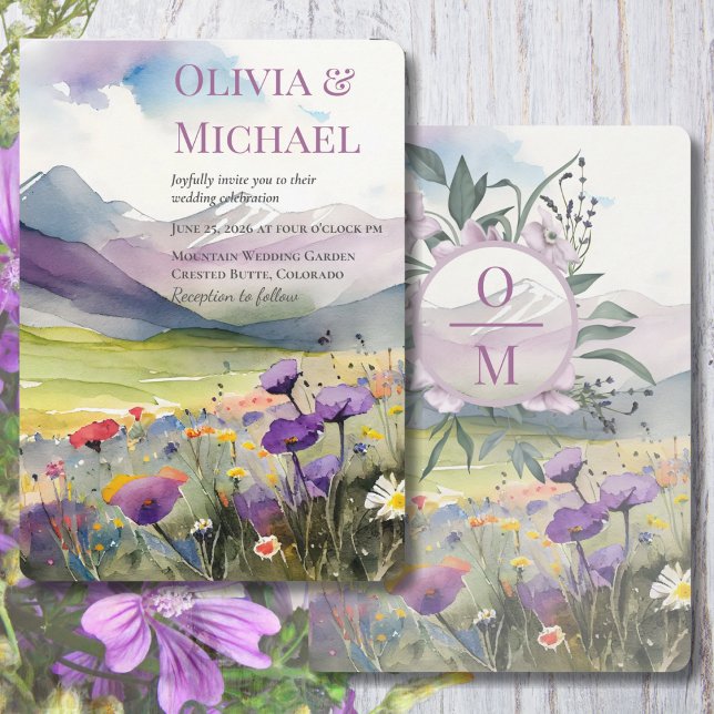 Purple Mountains & Poppies Wedding Invitation Inbjudningar (Skapare uppladdad)