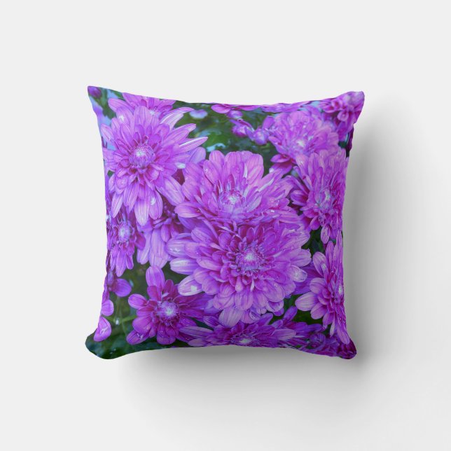 Purple Mums Throw Pillow Kudde (Framsida)