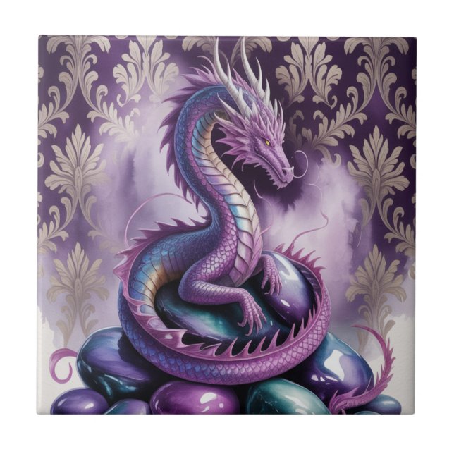 Purple Mystic Dragon Gothic Kakelplatta (Framsidan)