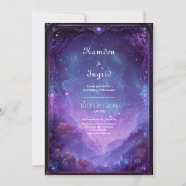 Purple Nebula Celestial Galaxy Vista Wedding Inbjudningar