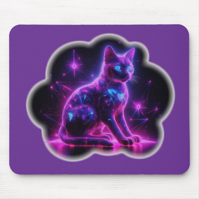 Purple Neon Siamese Cat With Blue Eyes & Starburst Musmatta (Framsidan)