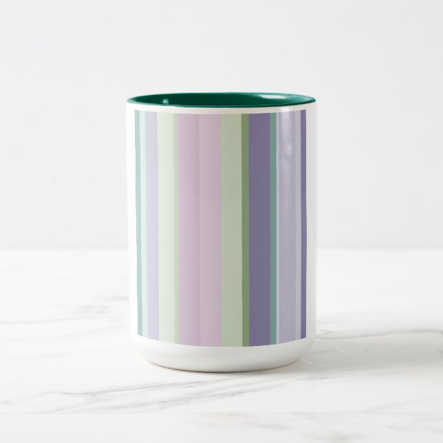 Purple, Neptune, sea green, and Lavender stripes Två-Tonad Mugg (Center)