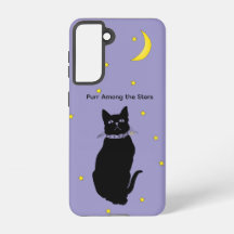 Purple Night Sky Cat Samsung Galaxy Phone Case