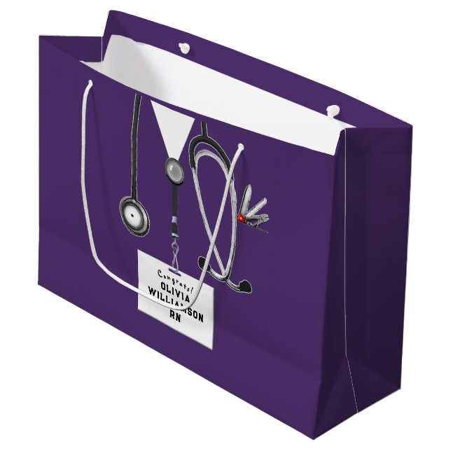 Purple Nurse Graduation Large Gift Bag (Framsidan Vinklad)