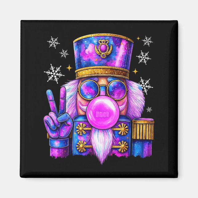 Purple Nutcracker Blowing Bubble Gum Cute Christma Magnet (Framsidan)