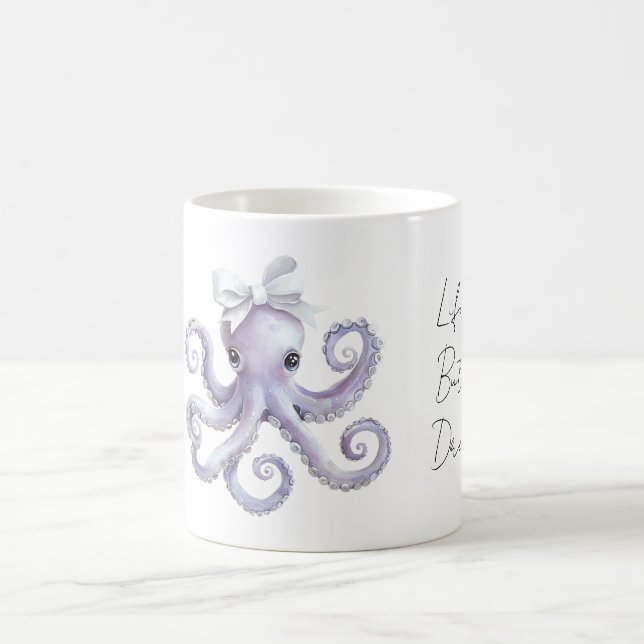 Purple Octopus White Bow Kaffemugg (Center)