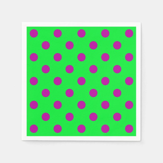 Purple On Green Polka Dots Pattern Design  Pappersservett (Framsidan)