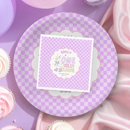 Purple One Silly Goose - Retro Girl First Birthday Pappersservett