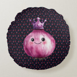 Purple Onion Queen Round Throw Pillow Rund Kudde