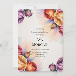 Purple Orange and Red Roses Bachelorette Party Inbjudningar