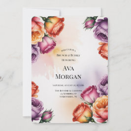 Purple Orange and Red Roses Brunch & Bubbly Inbjudningar