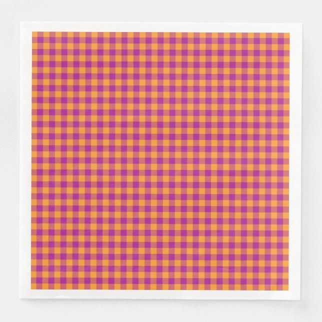 Purple Orange Checkerboard Pattern Pappersservett (Framsida)