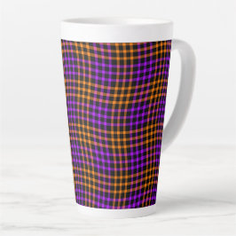 Purple Orange Plaid Checker Seamless Pat Latte Mug