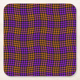 Purple Orange Plaid Checker Seamless Pattern Underlägg Papper Kvadrat