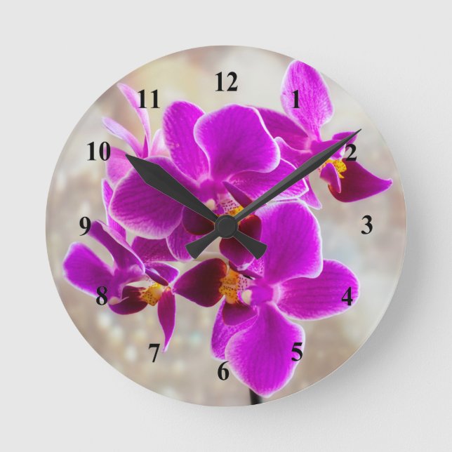 Purple Orchid Acrylic wall clock Rund Klocka (Framsida)