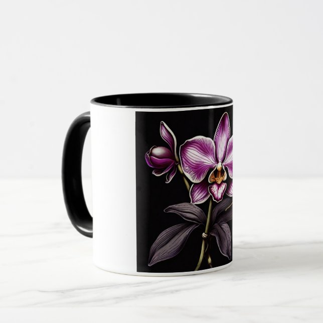 "Purple Orchid Mug - Floral Elegance Cup" Mugg (Framsida vänster)