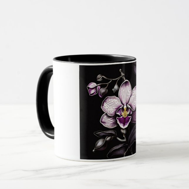 "Purple Orchid Mug - Floral Elegance Cup" Mugg (Framsida vänster)