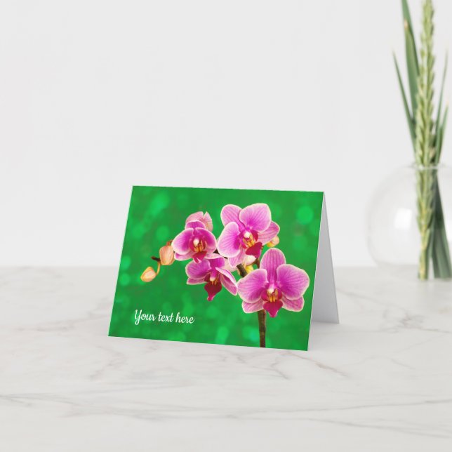 Purple Orchid on Green Greeting card Kort (Framsida)