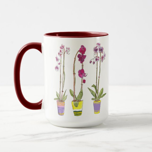 Purple Orchids Whimsical Garden Botanical Mugg (Vänster)