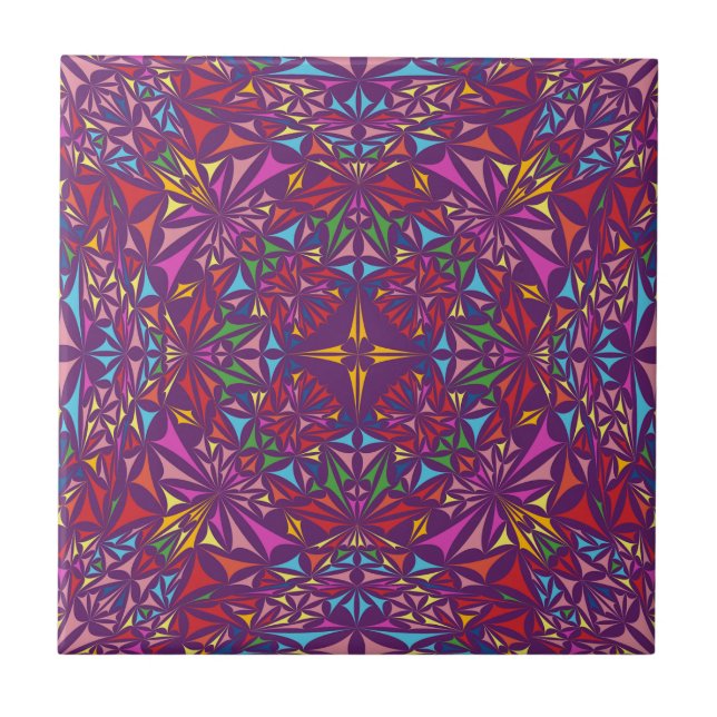 Purple Ornate Kaleidoscope Pattern Kakelplatta (Framsidan)