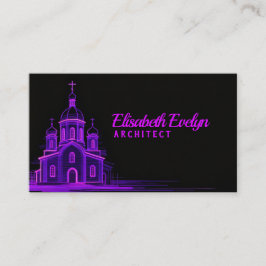 Purple Orthodox Church Sketch on Black Background Visitkort