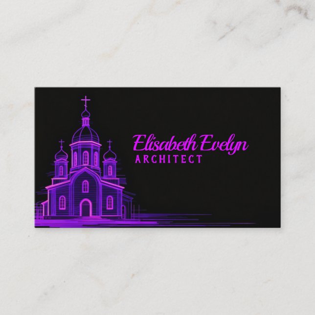 Purple Orthodox Church Sketch on Black Background Visitkort (Framsida)