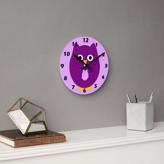 Purple Owl Design Rund Klocka (Kontor)