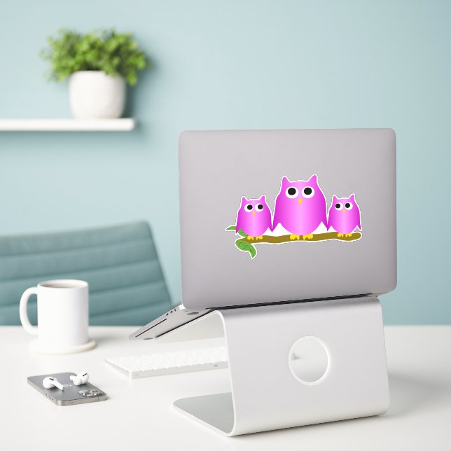 Purple Owls Design Klistermärken (Laptop På Skrivbordet)