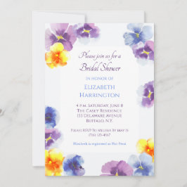 Purple Pansies Boho Hand-Illustrated Bridal Shower Inbjudningar