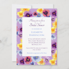 Purple Pansies Lavender Floral Bridal Shower Inbjudningar