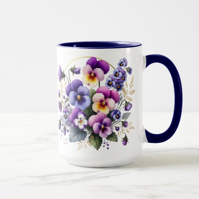 Purple Pansy Floral Mug Mugg (Höger)