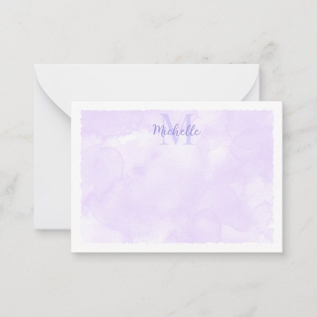 Purple Pastel Watercolor All Occasion Monogram Anteckningskort (Framsida)