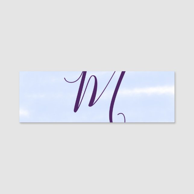 Purple pastel watercolor monogram name letterretro namnbricka (Framsida)