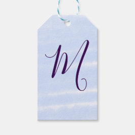Purple pastel watercolor monogram name letterretro presentetikett