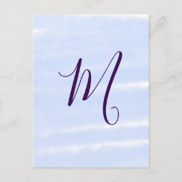 Purple pastel watercolor monogram name letterretro vykort