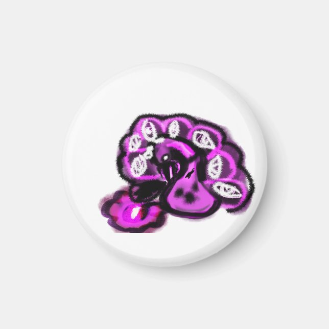 Purple peacock magnet (Framsidan)