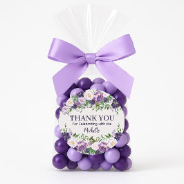 Purple Peonies Floral Women's Birthday Thank You Runt Klistermärke