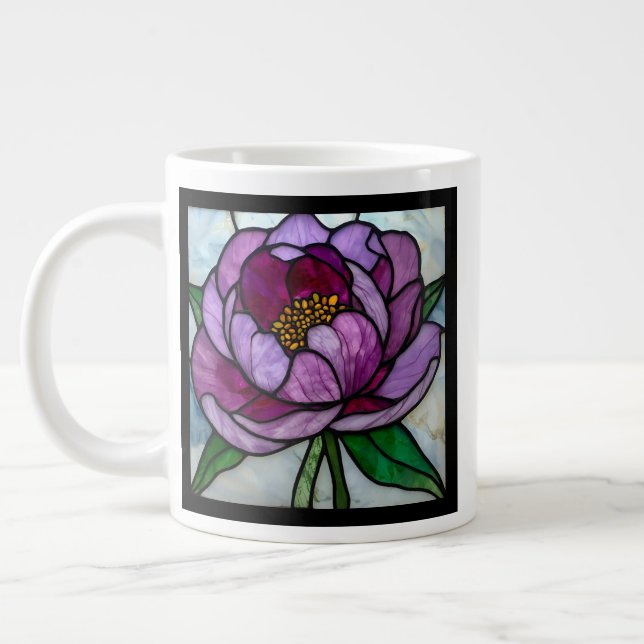 Purple Peony Stained  Jumbo Mugg (Vänster)