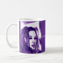 Purple People Woman Portrait Monochrome Art Kaffemugg