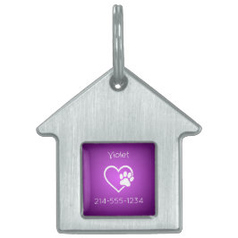 Purple Personalized Dog ID Tag Name & Phone ID-bricka Husdjur