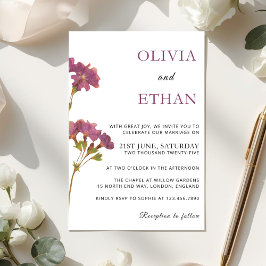 Purple Petunia Floral Wedding Invitation Inbjudningar