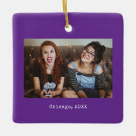 Purple Photo Keepsake Christmas Julgransprydnad Keramik