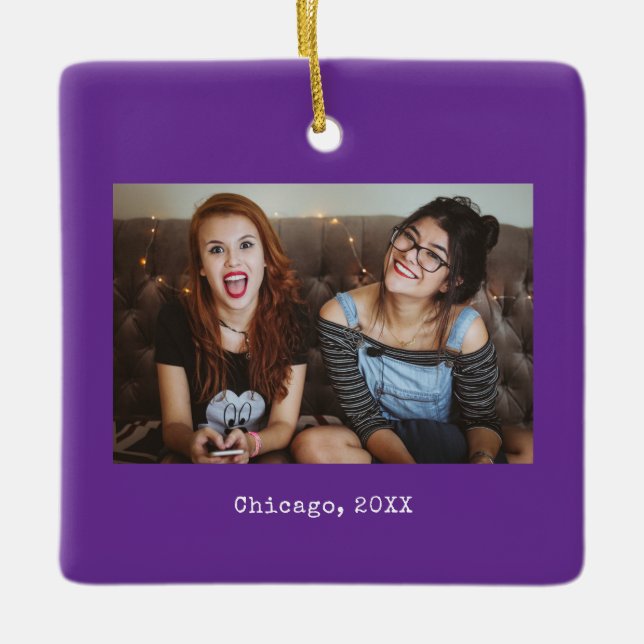 Purple Photo Keepsake Christmas Julgransprydnad Keramik (Framsida)