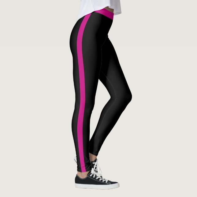 Purple Pink Side Stripe Black Leggings (Höger)