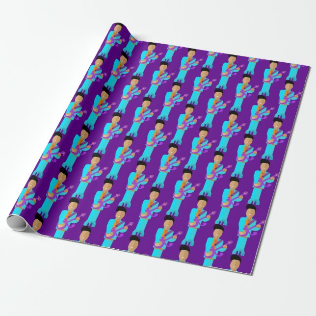 Purple Pixie – Funk Legend Pattern Wrapping Paper Presentpapper (Utrullad)