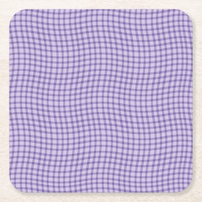 Purple Plaid Checker Seamless Pattern Underlägg Papper Kvadrat (Framsidan)