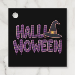 Purple Plaid Halloween Witch Hat Gåvor Etiketter