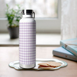 Purple Plaid Pattern Water Bottle