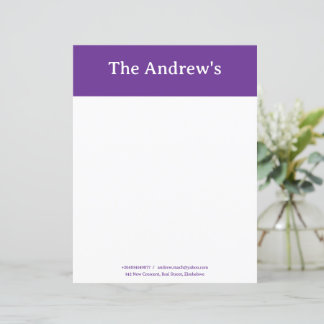 Purple Plain Simple Stationary Paper